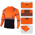 Classe 2 Shirt di sicurezza a maniche lunghe con fondo nero Hivis